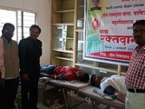 BLOOD DONATION CAMP BY NSS FROM LEFT MR. S.D. JADHAV, PRINCIPAL DR. R.K.PARDESHI AND PO MR. V.D.SURYAWANSHI